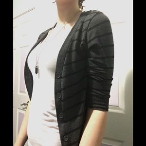 Black striped cardigan